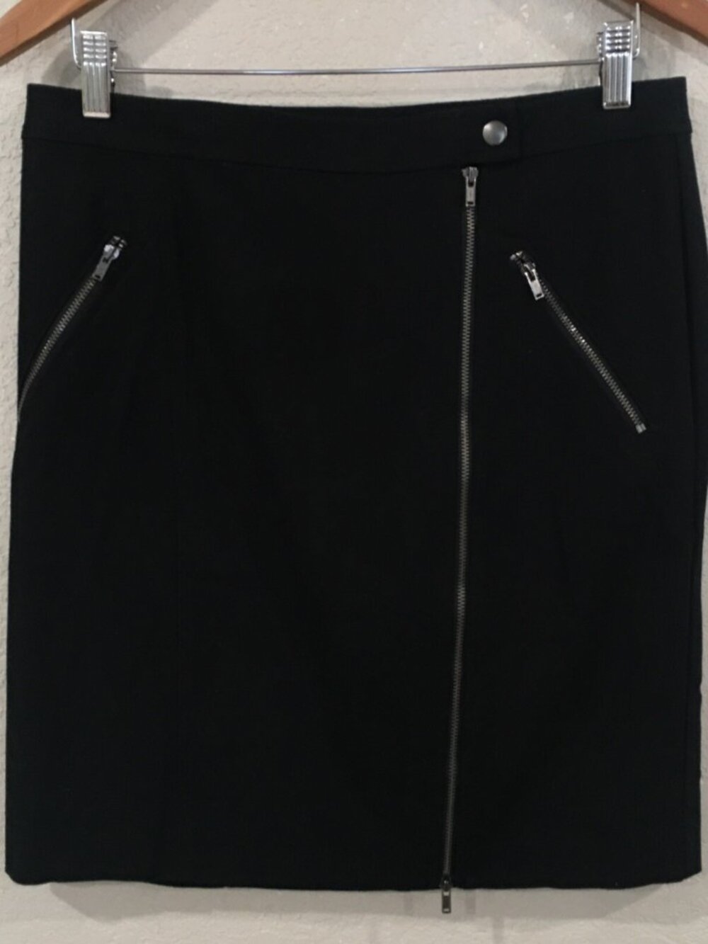 Banana Republic Women 10 Skirt Black Pencil Mini Asymmetrical Zipper Goth Punk